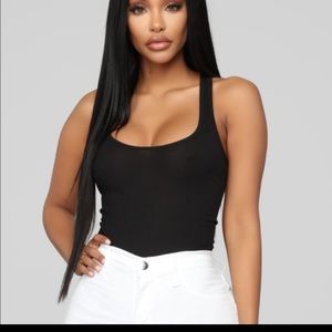Fashion Nova Black Racerback Tank Bodysuit